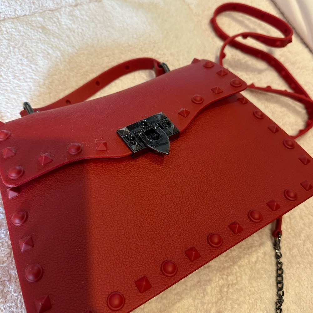 Stylish Red Studded Handbag